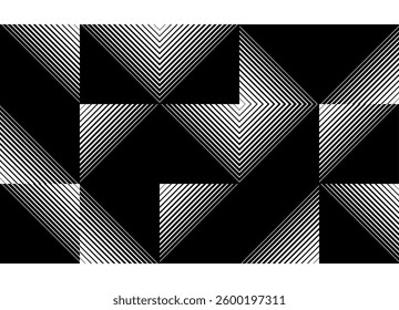 Vector pattern of striped squares. Black and white background. . Design element for packaging, flyers, covers, advertising.