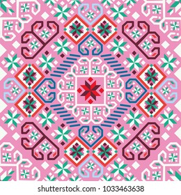 Vector pattern with stylization of bulgarian embroidery.