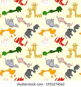 vector pattern of stylized ANIMALS Great  for child's wallpaper