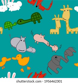 vector pattern of stylized ANIMALS Great  for child's wallpaper