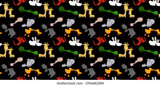 vector pattern of stylized ANIMALS Great  for child's wallpaper