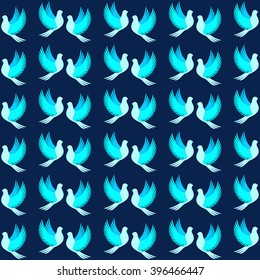 Vector Pattern with Stylized Bird. Seamless Background Illustration.