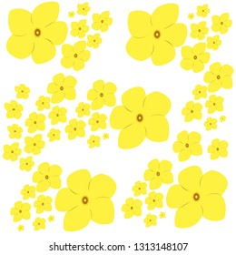 Vector pattern of stylized floral motif, many small flowers, hole, spots on white background. Hand drawn small yellow flowers. floral background in yellow colors