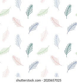 Vector pattern of stylized palm branches for printing on textiles, wallpaper, clothing and packaging, postcards and banners. Seamless illustration in pastel colors.