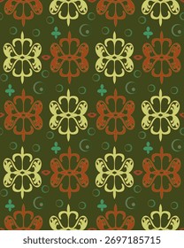 Vektormuster mit stilisierten Pflanzen, Ringen.