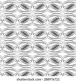 Vector pattern of stylized sports shoes. Monochrome