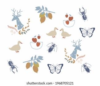 Vector pattern summer garden helpless, cute naive motives.
