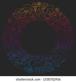Vector pattern. Summer vacations. Beach, ocean, island, sun