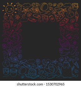 Vector pattern. Summer vacations. Beach, ocean, island, sun