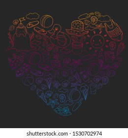 Vector pattern. Summer vacations. Beach, ocean, island, sun