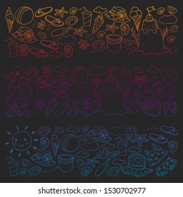 Vector pattern. Summer vacations. Beach, ocean, island, sun