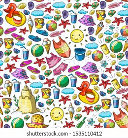 Vector pattern. Summer vacations. Beach, ocean, island, sun
