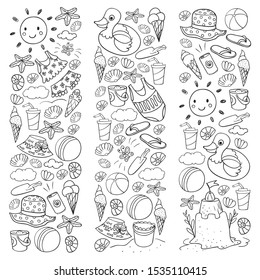 Vector pattern. Summer vacations. Beach, ocean, island, sun