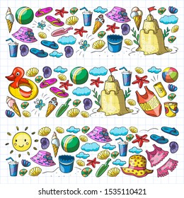 Vector pattern. Summer vacations. Beach, ocean, island, sun