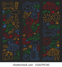 Vector pattern. Summer vacations. Travel and adventures. Beach, ocean, island, sun