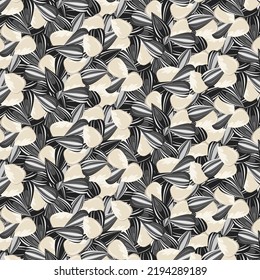Vector pattern with sunflower seeds.Sunflower seeds and grains in vector pattern.