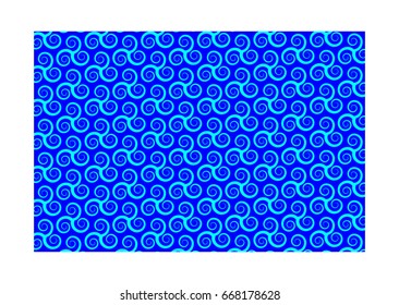  vector pattern with swirling triple spiral or Triskele,  ancient Celtic symbol 