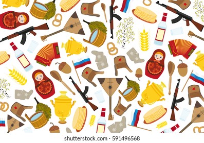 vector pattern of the symbols and association of the Russia on a white background