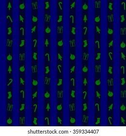 vector pattern with symbols of Christmas, blue background
