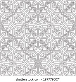 Vector pattern with symmetrical elements . Modern stylish abstract texture. Repeating geometric tiles from striped elements.Black and white pattern.