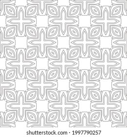 Vector pattern with symmetrical elements . Modern stylish abstract texture. Repeating geometric tiles from striped elements.Black and white pattern.