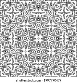 Vector pattern with symmetrical elements . Modern stylish abstract texture. Repeating geometric tiles from striped elements.Black and white pattern.