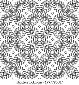 Vector pattern with symmetrical elements . Modern stylish abstract texture. Repeating geometric tiles from striped elements.Black and white pattern.