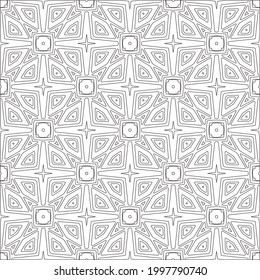 Vector pattern with symmetrical elements . Modern stylish abstract texture. Repeating geometric tiles from striped elements.Black and white pattern.
