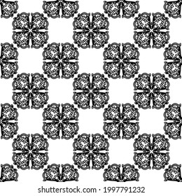 Vector pattern with symmetrical elements . Modern stylish abstract texture. Repeating geometric tiles from striped elements.Black and white pattern.