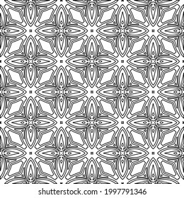 Vector pattern with symmetrical elements . Modern stylish abstract texture. Repeating geometric tiles from striped elements.Black and white pattern.