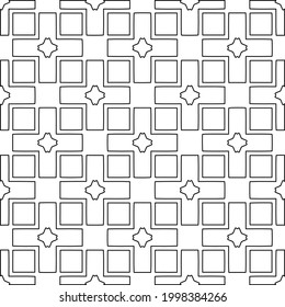 Vector pattern with symmetrical elements . Modern stylish abstract texture. Repeating geometric tiles from striped elements.Black and white pattern.