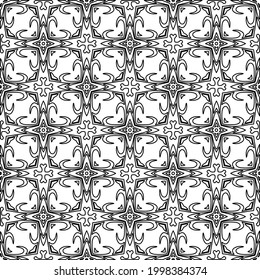 Vector pattern with symmetrical elements . Modern stylish abstract texture. Repeating geometric tiles from striped elements.Black and white pattern.