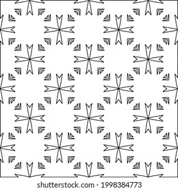 Vector pattern with symmetrical elements . Modern stylish abstract texture. Repeating geometric tiles from striped elements.Black and white pattern.