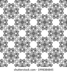 Vector pattern with symmetrical elements . Modern stylish abstract texture. Repeating geometric tiles from striped elements.Black and white pattern.