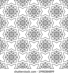 Vector pattern with symmetrical elements . Modern stylish abstract texture. Repeating geometric tiles from striped elements.Black and white pattern.