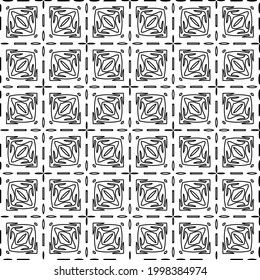 Vector pattern with symmetrical elements . Modern stylish abstract texture. Repeating geometric tiles from striped elements.Black and white pattern.