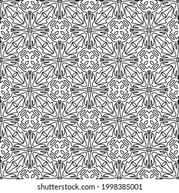 Vector pattern with symmetrical elements . Modern stylish abstract texture. Repeating geometric tiles from striped elements.Black and white pattern.