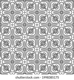 Vector pattern with symmetrical elements . Modern stylish abstract texture. Repeating geometric tiles from striped elements.Black and white pattern.