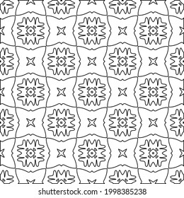 Vector pattern with symmetrical elements . Modern stylish abstract texture. Repeating geometric tiles from striped elements.Black and white pattern.