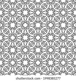 Vector pattern with symmetrical elements . Modern stylish abstract texture. Repeating geometric tiles from striped elements.Black and white pattern.