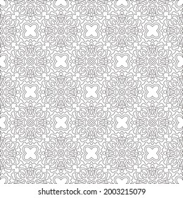 Vector pattern with symmetrical elements . Modern stylish abstract texture. Repeating geometric tiles from 

striped elements.Black and white pattern.