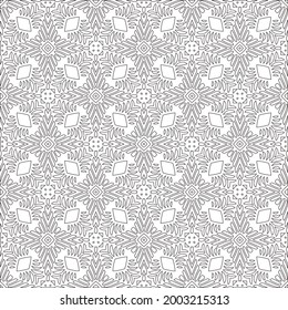 Vector pattern with symmetrical elements . Modern stylish abstract texture. Repeating geometric tiles from striped elements. Black and white pattern.
