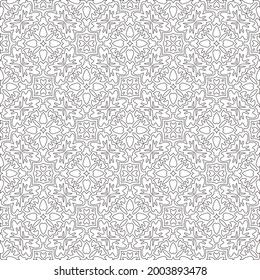 Vector pattern with symmetrical elements . Modern stylish abstract texture. Repeating geometric tiles from 

striped elements.Black and white pattern.