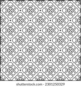 Vector pattern with symmetrical elements . Modern stylish abstract texture. Repeating geometric tiles from striped elements.Black and white pattern.