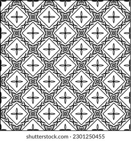Vector pattern with symmetrical elements . Modern stylish abstract texture. Repeating geometric tiles from striped elements.Black and white pattern.