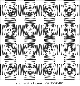 Vector pattern with symmetrical elements . Modern stylish abstract texture. Repeating geometric tiles from striped elements.Black and white pattern.