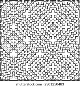 Vector pattern with symmetrical elements . Modern stylish abstract texture. Repeating geometric tiles from striped elements.Black and white pattern.
