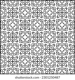 Vector pattern with symmetrical elements . Modern stylish abstract texture. Repeating geometric tiles from striped elements.Black and white pattern.