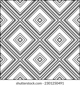 Vector pattern with symmetrical elements . Modern stylish abstract texture. Repeating geometric tiles from striped elements.Black and white pattern.