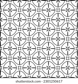 Vector pattern with symmetrical elements . Modern stylish abstract texture. Repeating geometric tiles from striped elements.Black and white pattern.